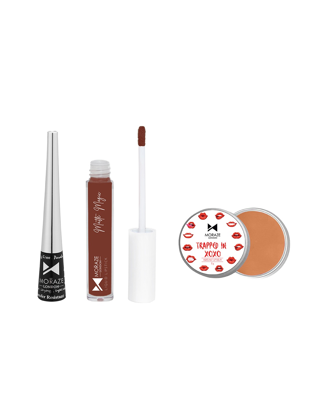 

Moraze Combo Pack Of 1 Lipstick With 1 Eyeliner And 1 Lip Balm, Multi