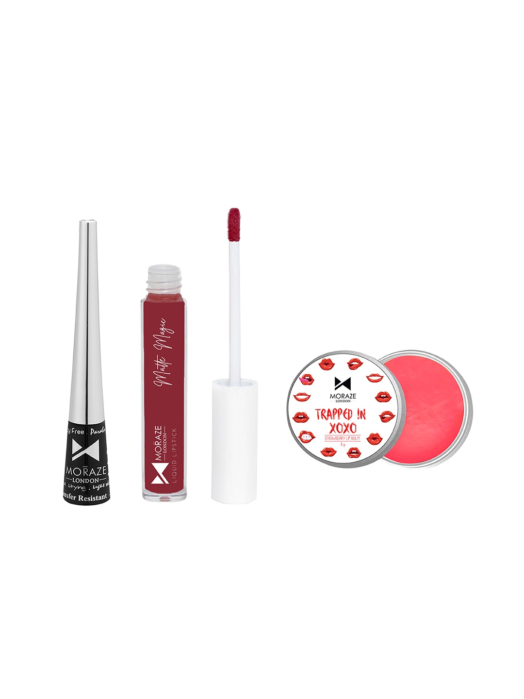 

Moraze Combo Lipstick-No Regret With Eyeliner & Lip Balm-Strawberry, Multi