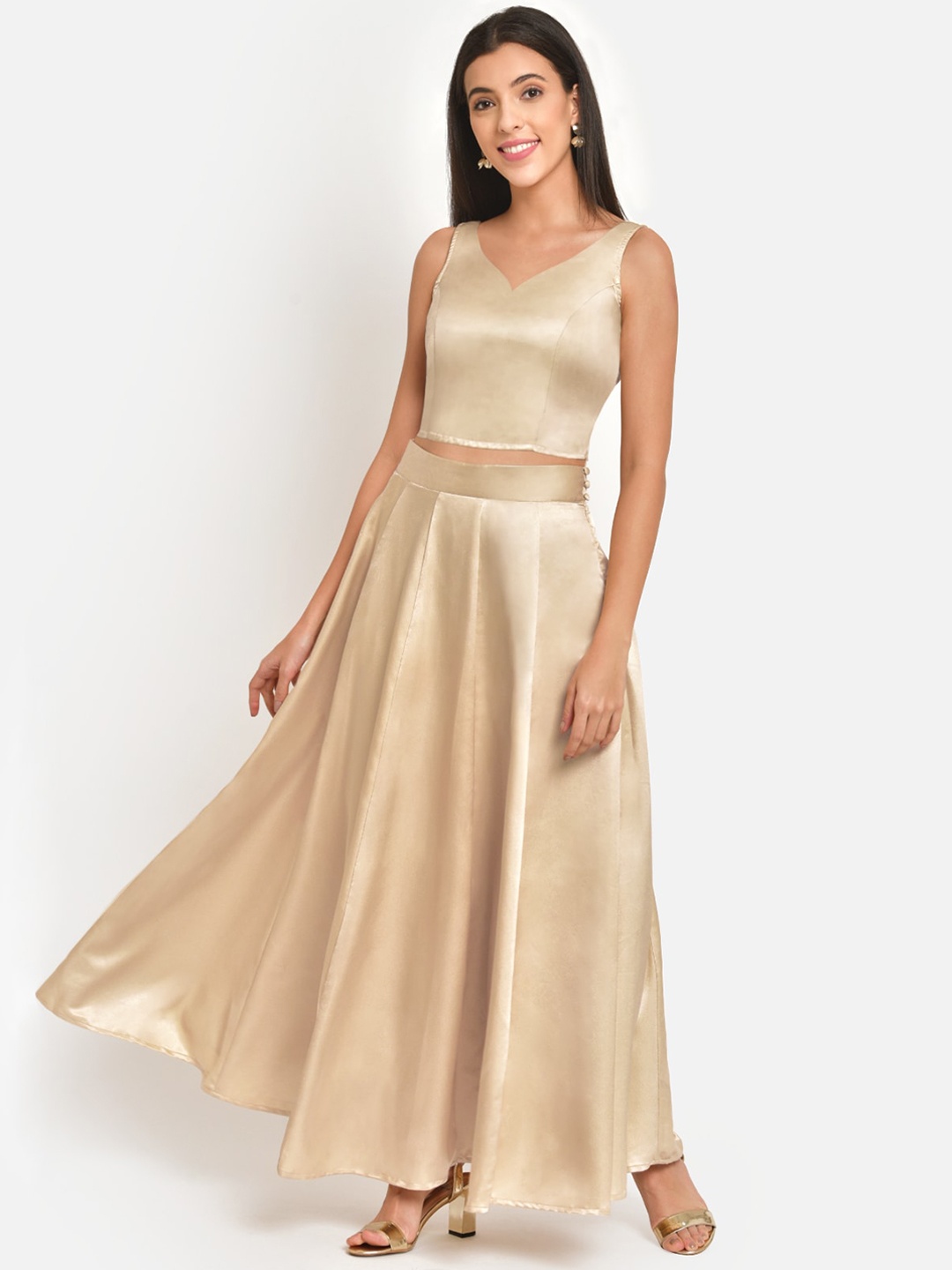 

Martini Beige Satin Maxi Dress