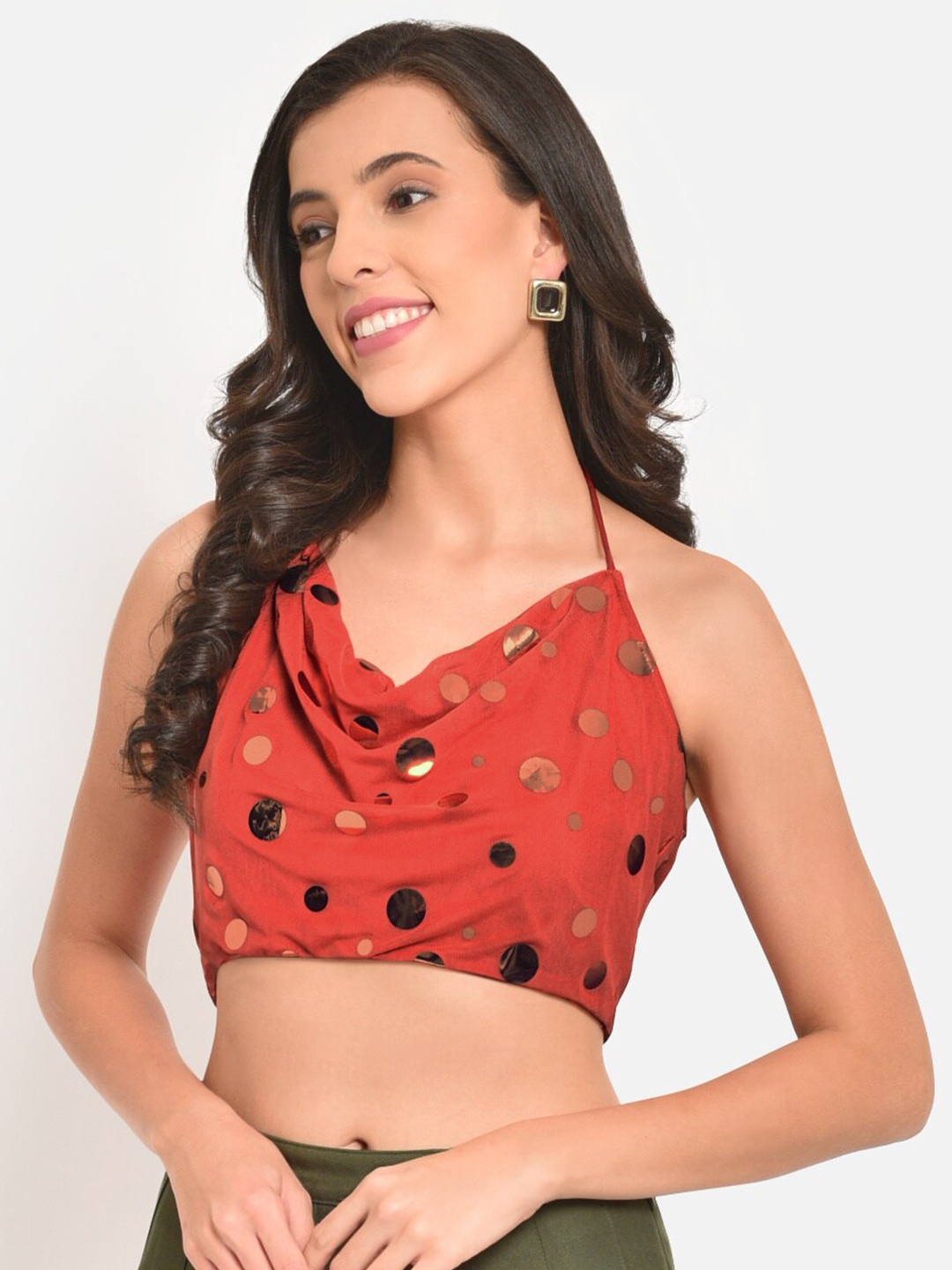 

Martini Orange Net Bralette Crop Top