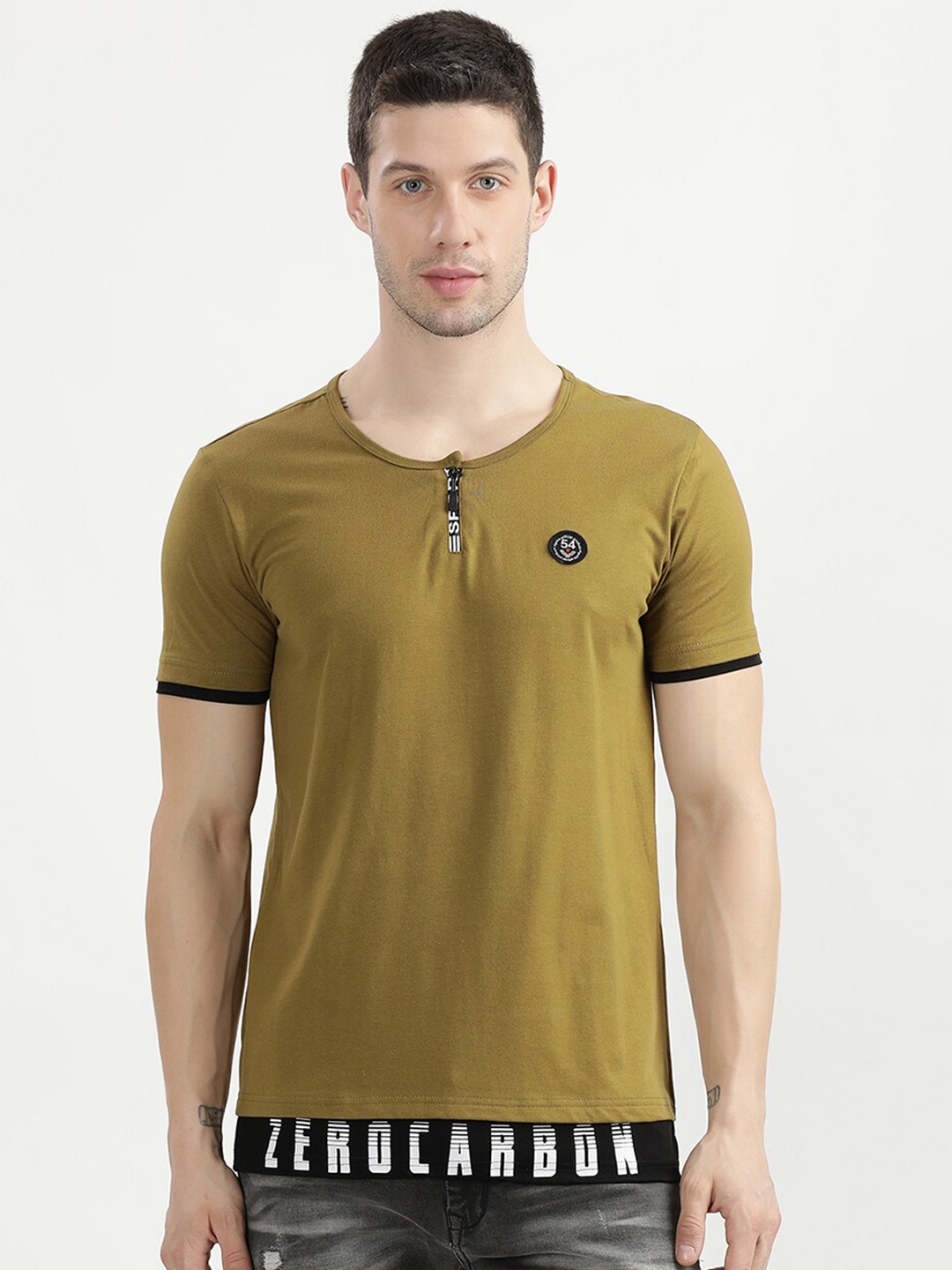 

V2 Value & Variety Men Olive Green T-shirt