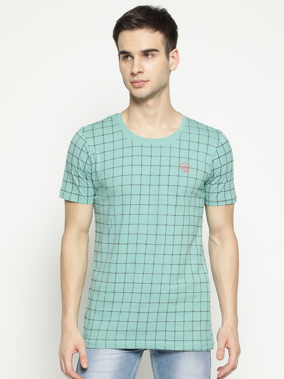 

V2 Value & Variety Men Blue Checked T-shirt