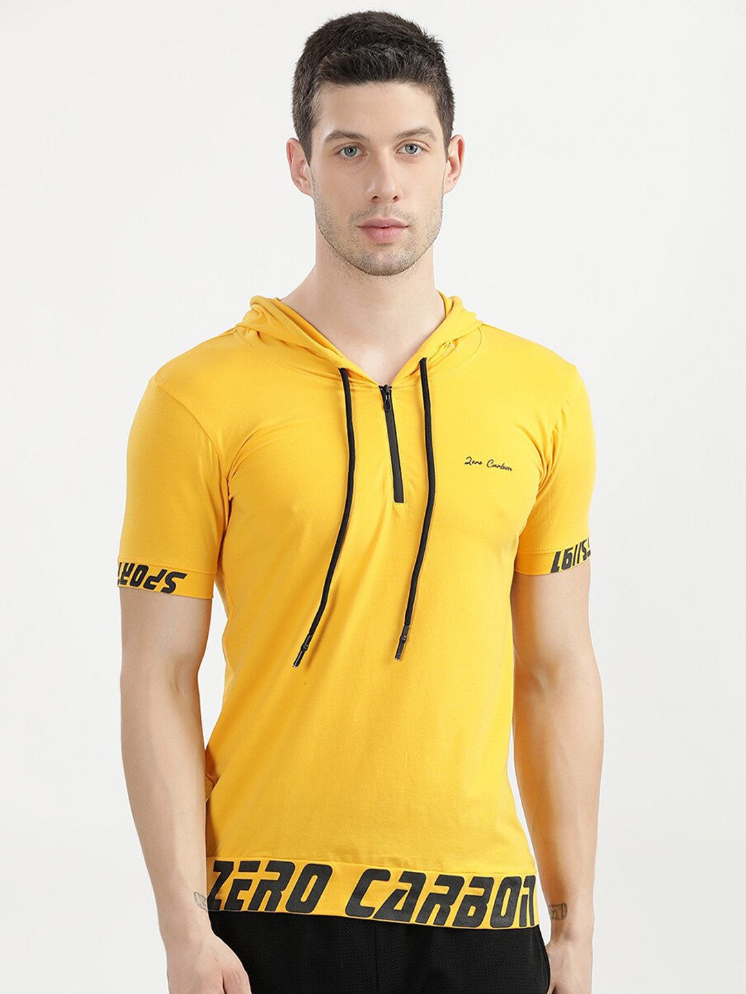 

V2 Value & Variety Men Mustard Yellow Typography Pockets T-shirt