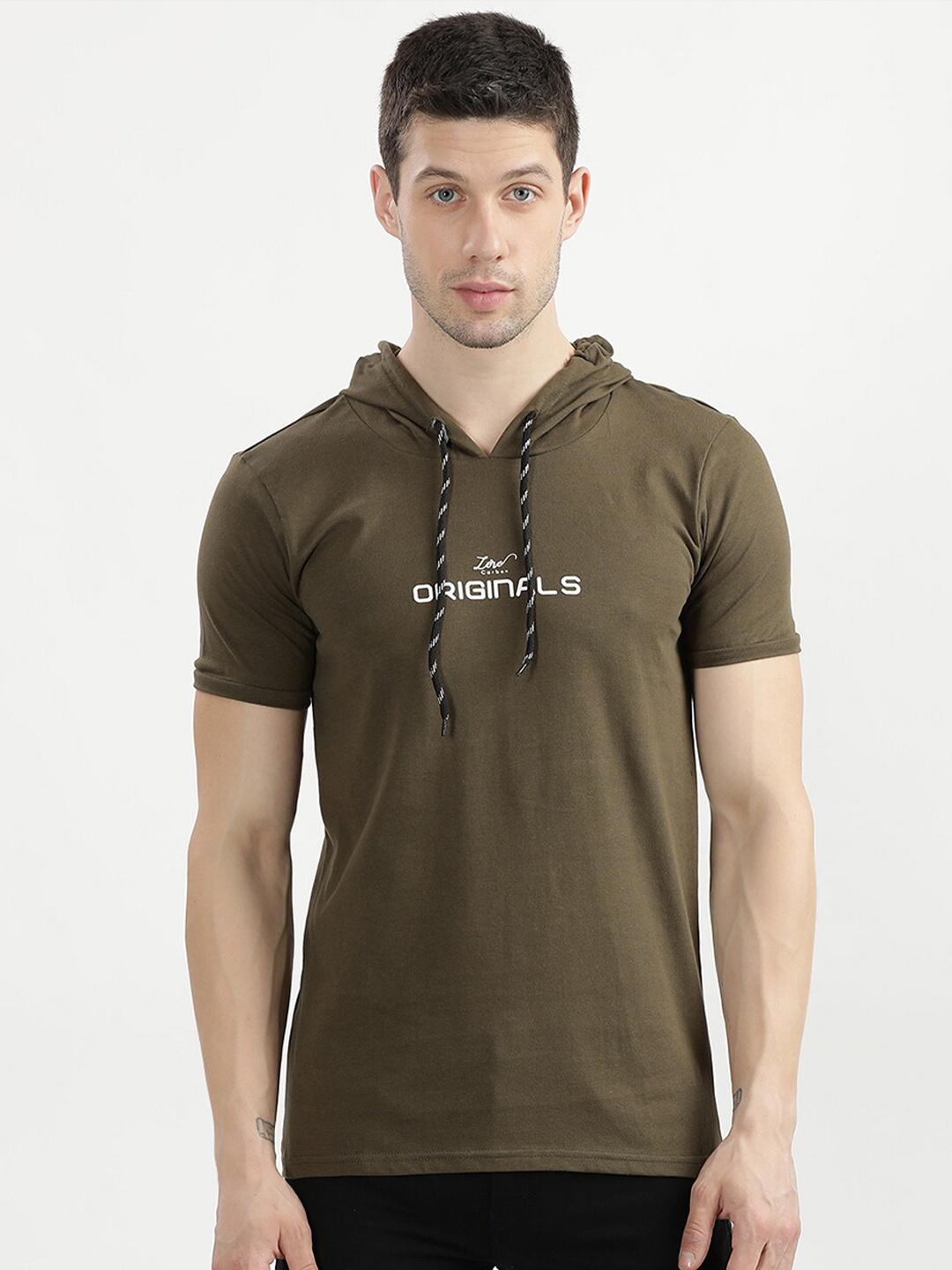 

V2 Value & Variety Men Olive Green & Off White Typography Printed T-shirt