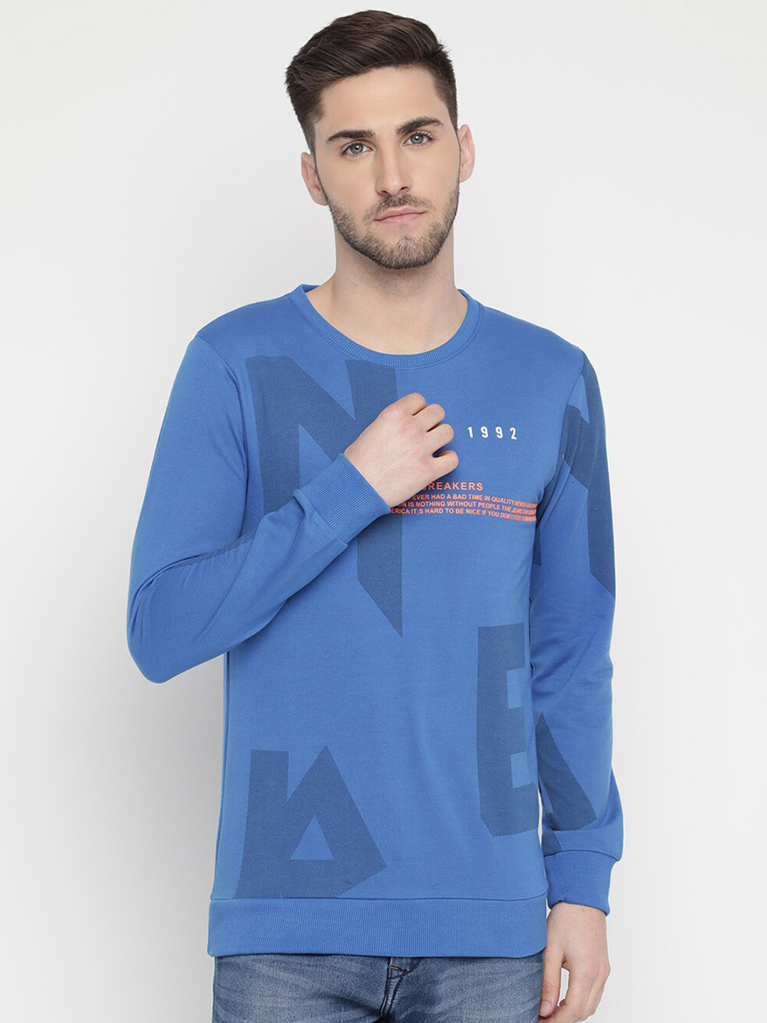 

V2 Value & Variety Men Blue Typography Printed T-shirt