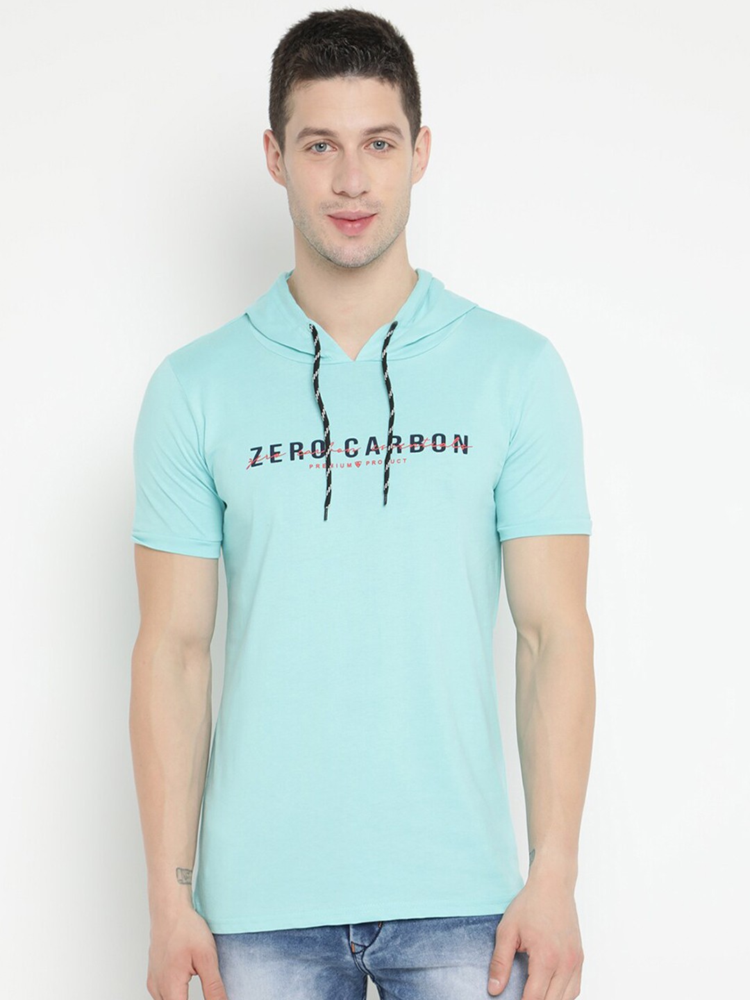 

V2 Value & Variety Men Turquoise Blue Typography Printed T-shirt