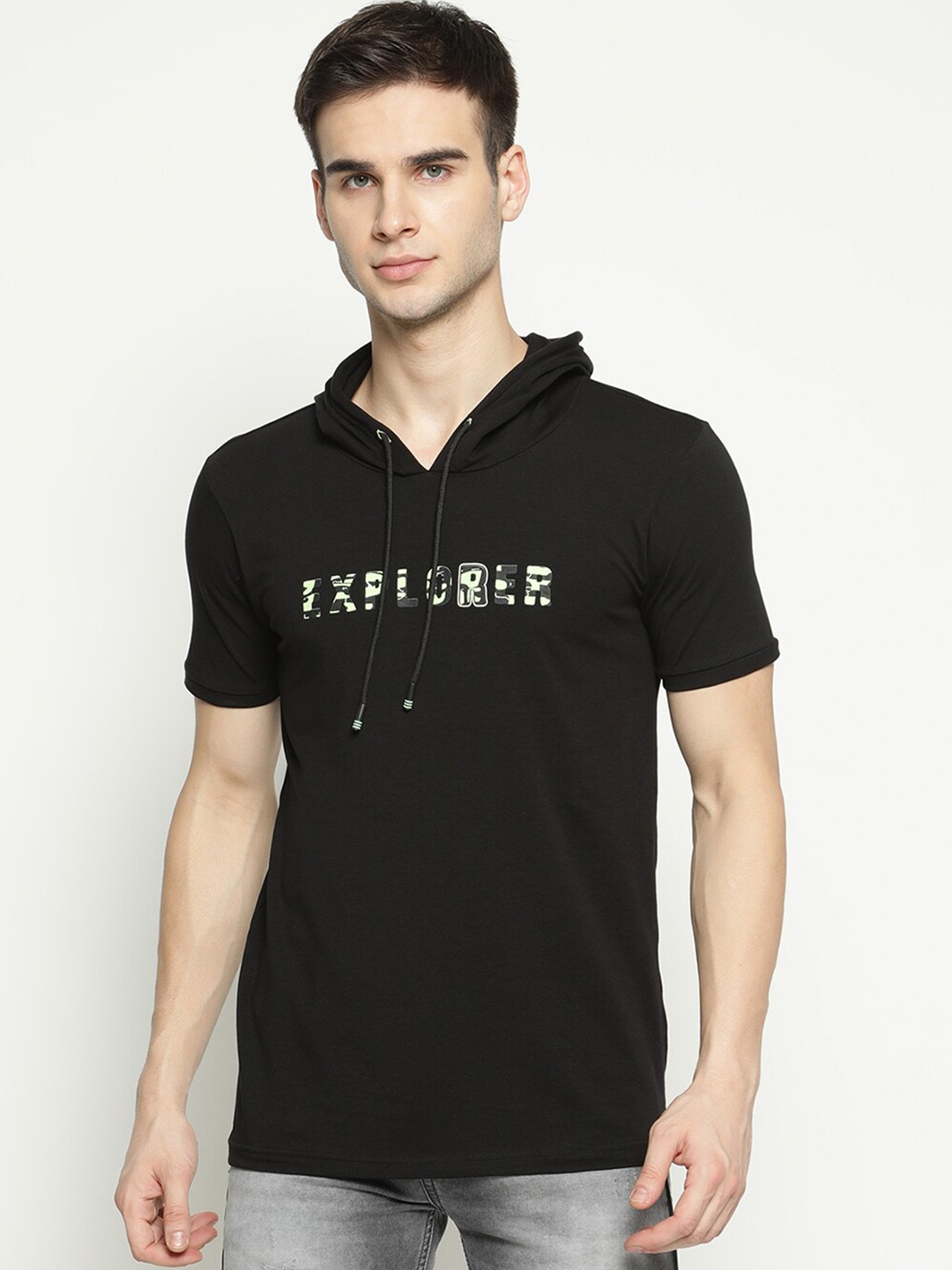 

V2 Value & Variety Men Black Typography Printed Polo Collar Applique T-shirt