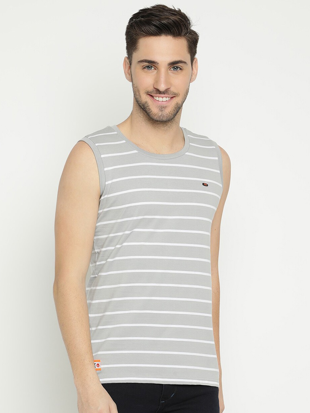 

V2 Value & Variety Men Grey Striped T-shirt