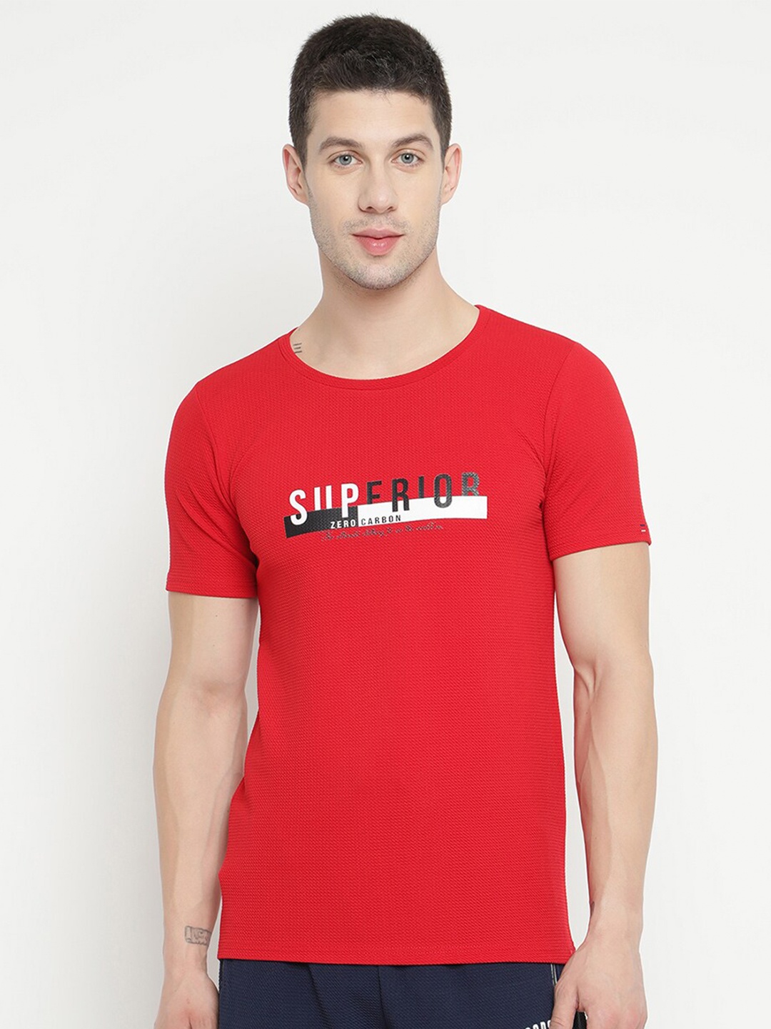 

V2 Value & Variety Men Red Typography Printed Applique T-shirt