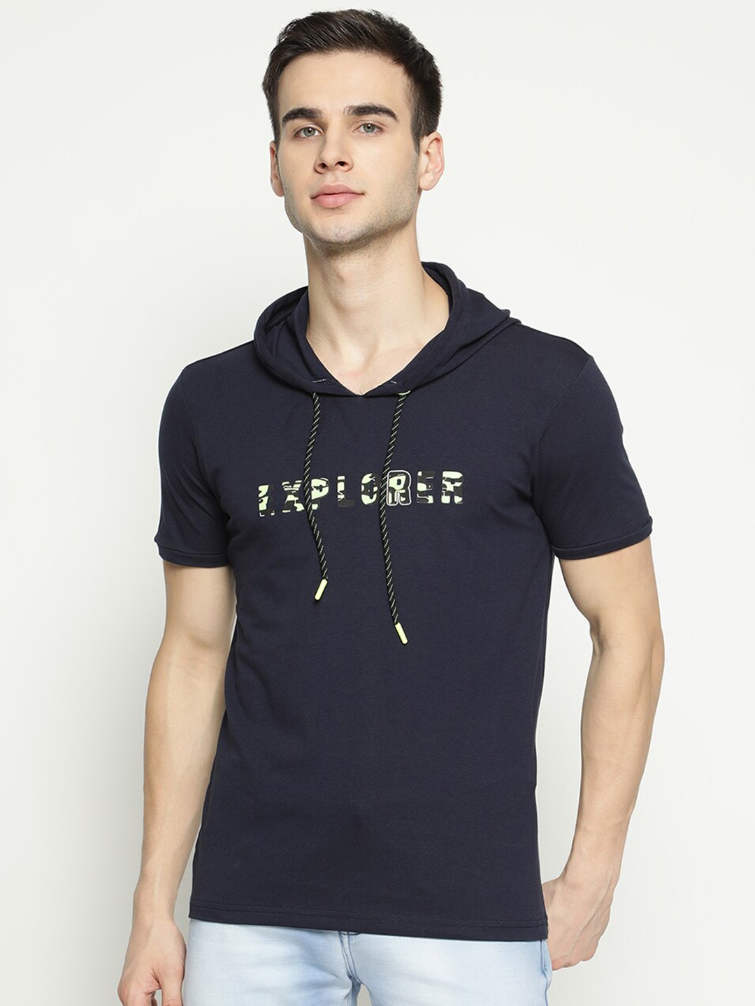 

V2 Value & Variety Men Navy Blue Cotton Typography Printed Pockets T-shirt