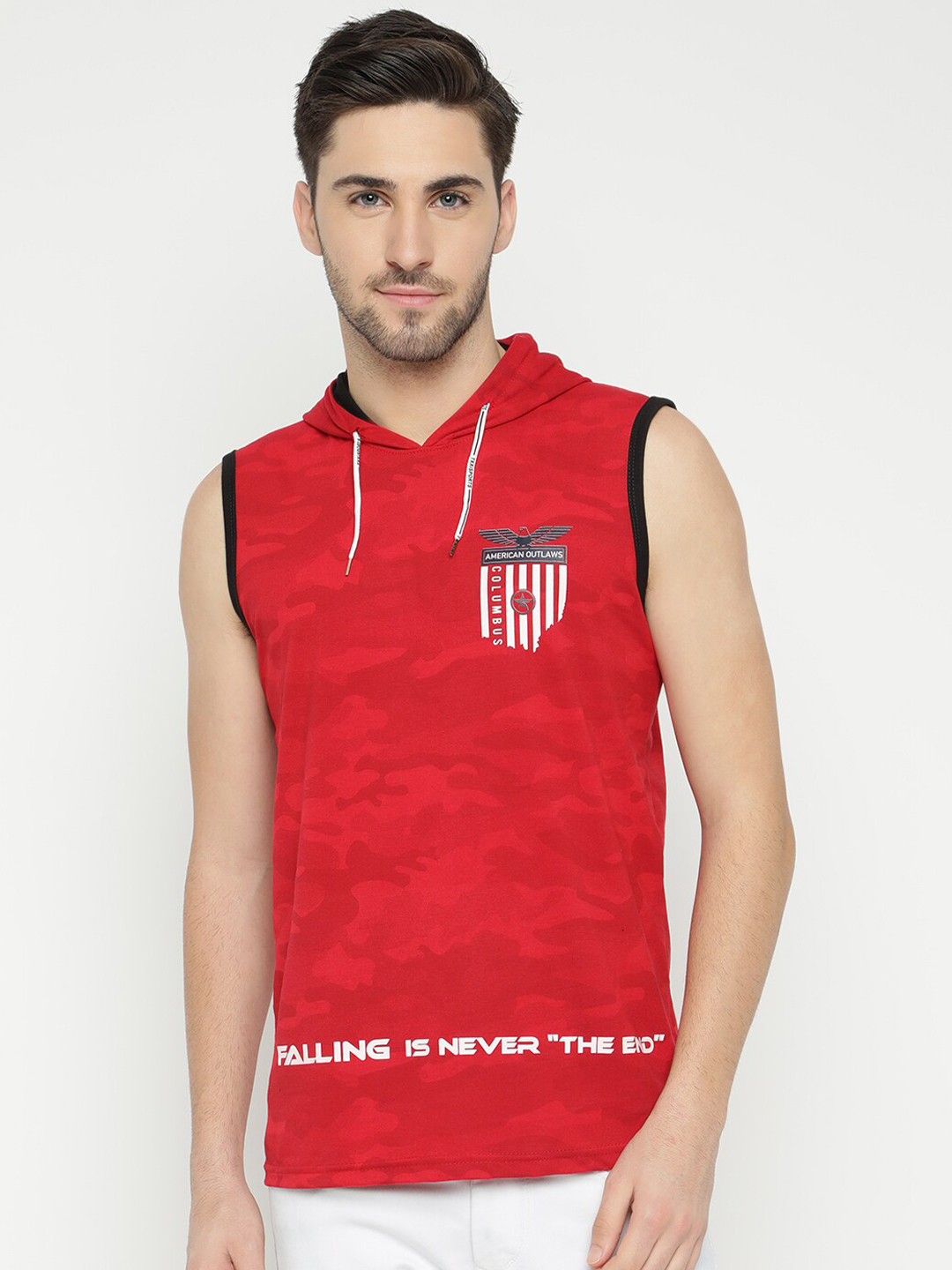 

V2 Value & Variety Men Red Printed Hooded T-shirt