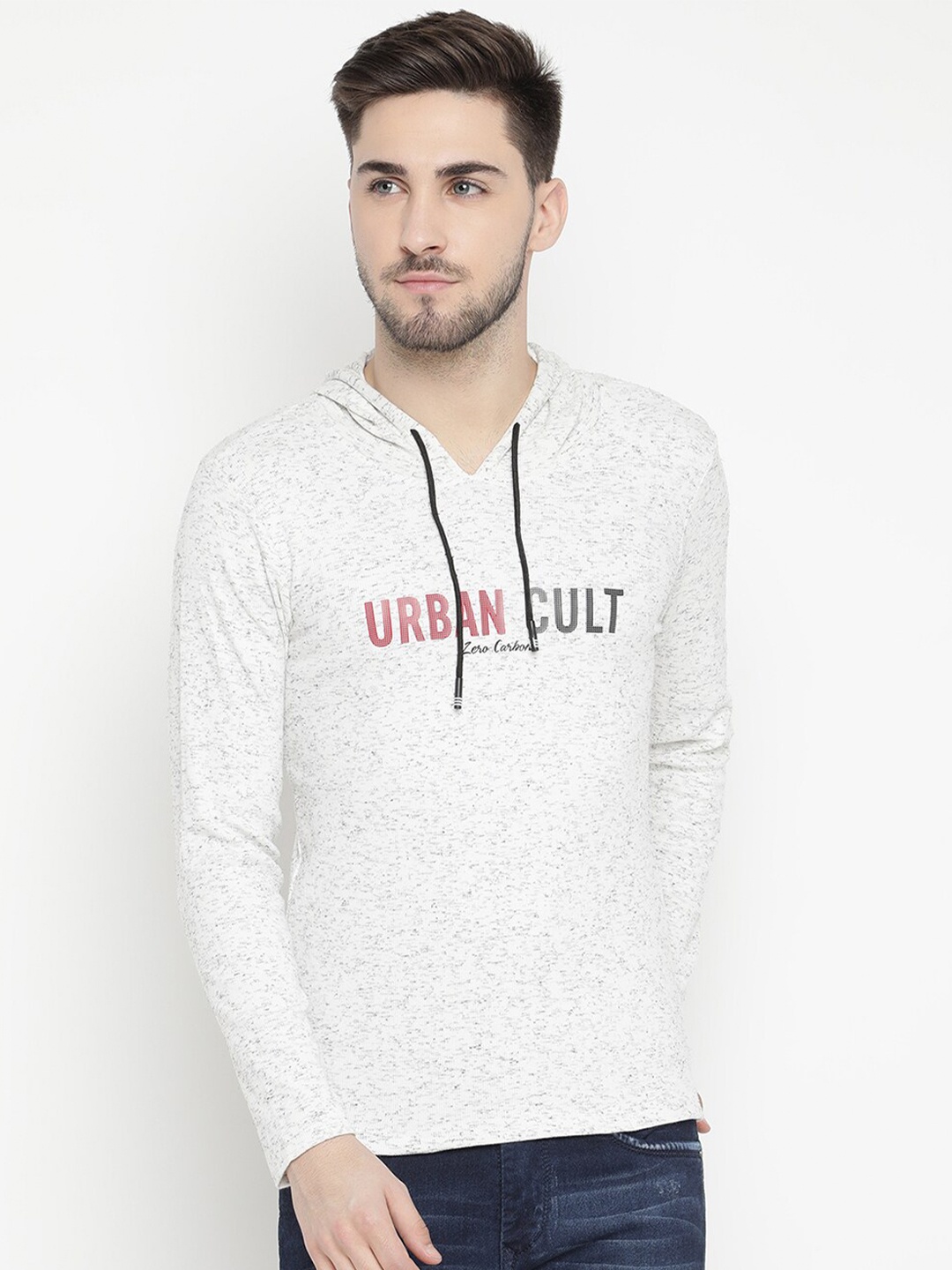 

V2 Value & Variety Men Grey Melange Printed Hooded T-shirt