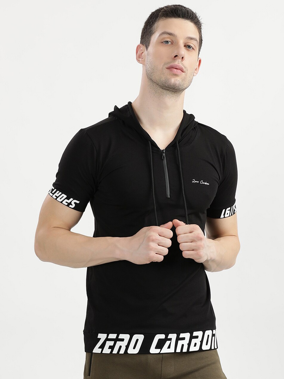 

V2 Value & Variety Men Black Hooded T-shirt