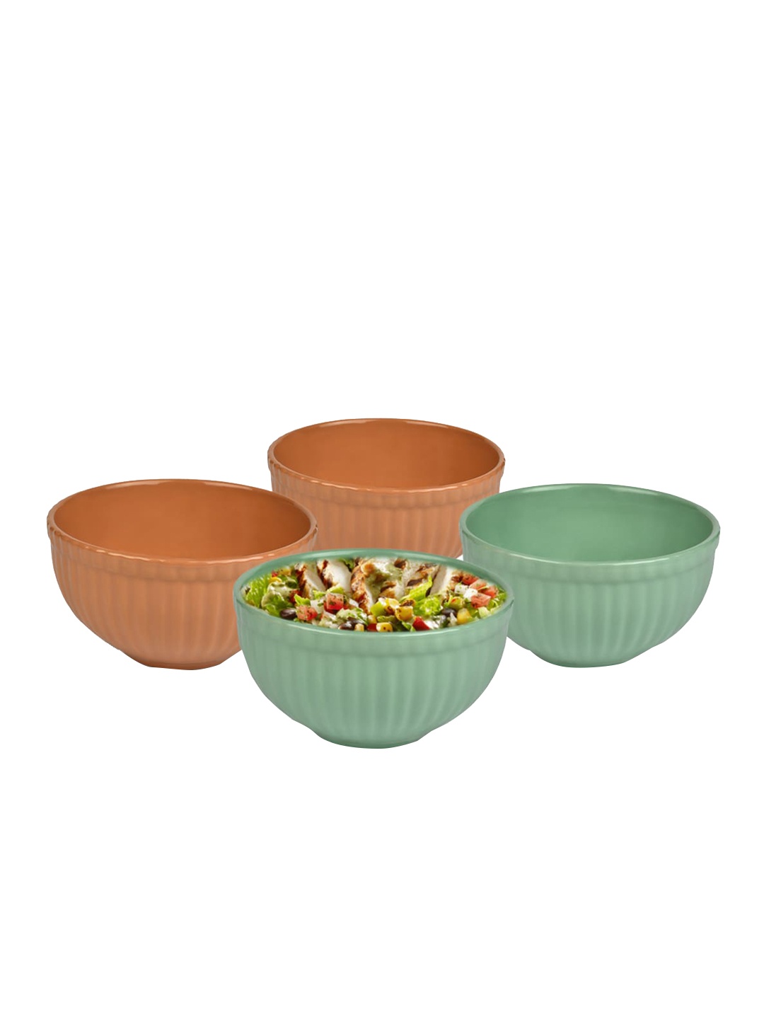 

URBAN CHEF Set Of 4 Mustard & Green Ceramic Bowls