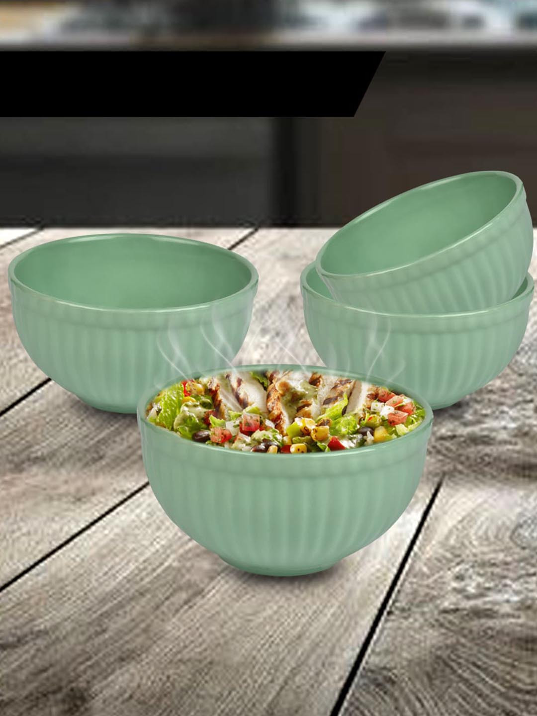 

URBAN CHEF Set Of 4 Sea Green Handcrafted Ceramic Bowls