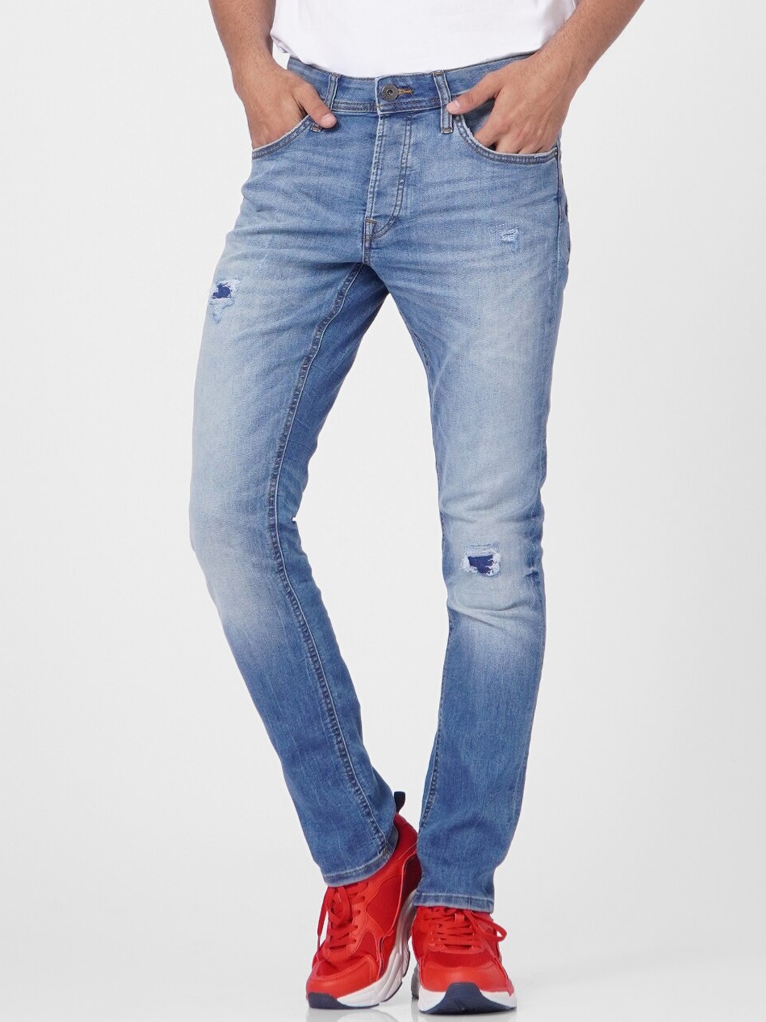 

Jack & Jones Men Blue Slim Fit Mildly Distressed Heavy Fade Jeans