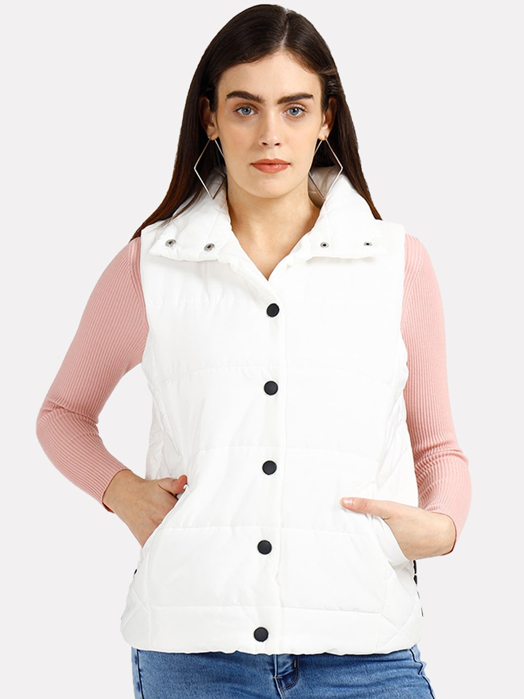 

iki chic Women White Outdoor Padded Jacket