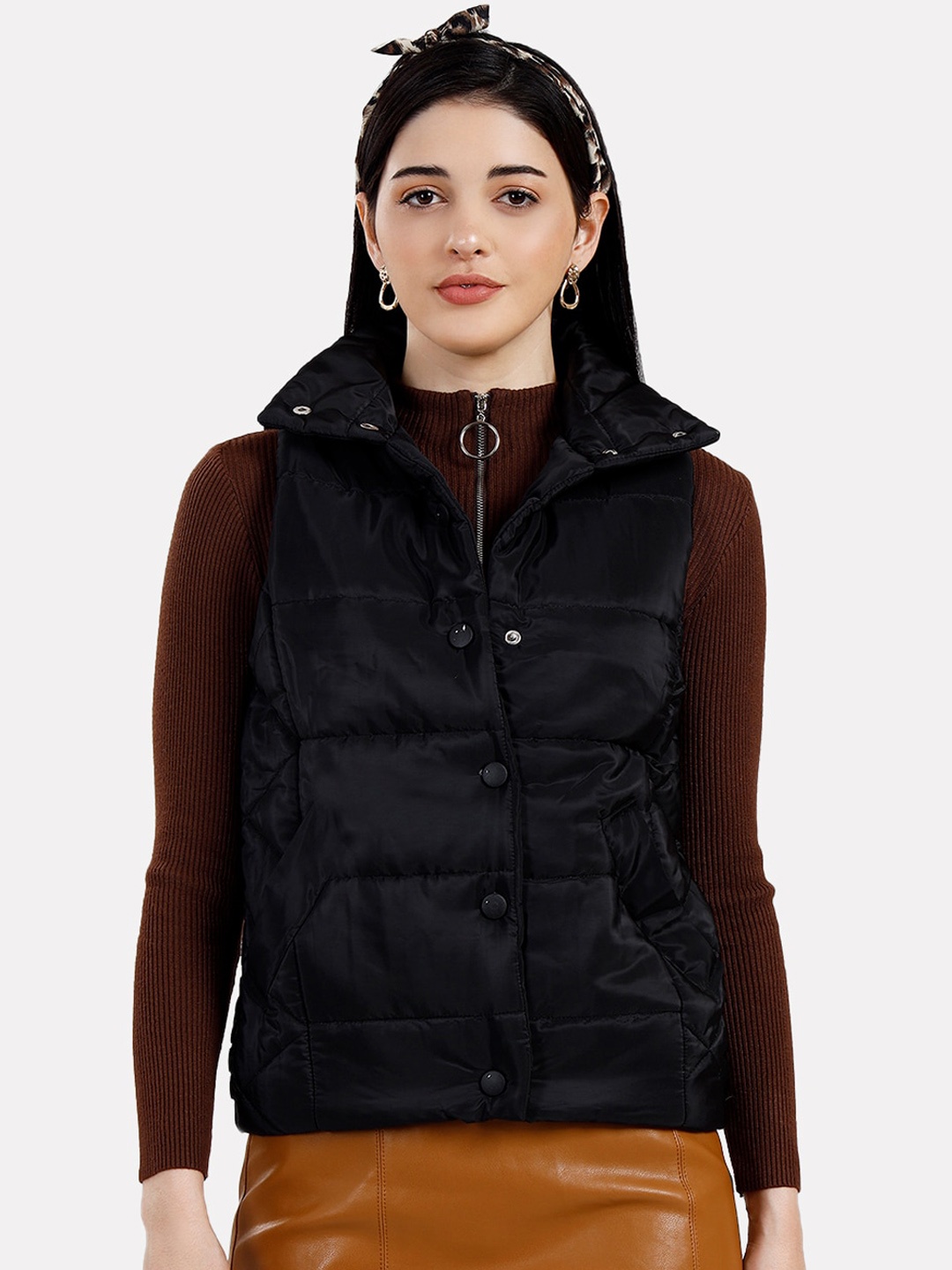 

iki chic Women Black Puffer Jacket