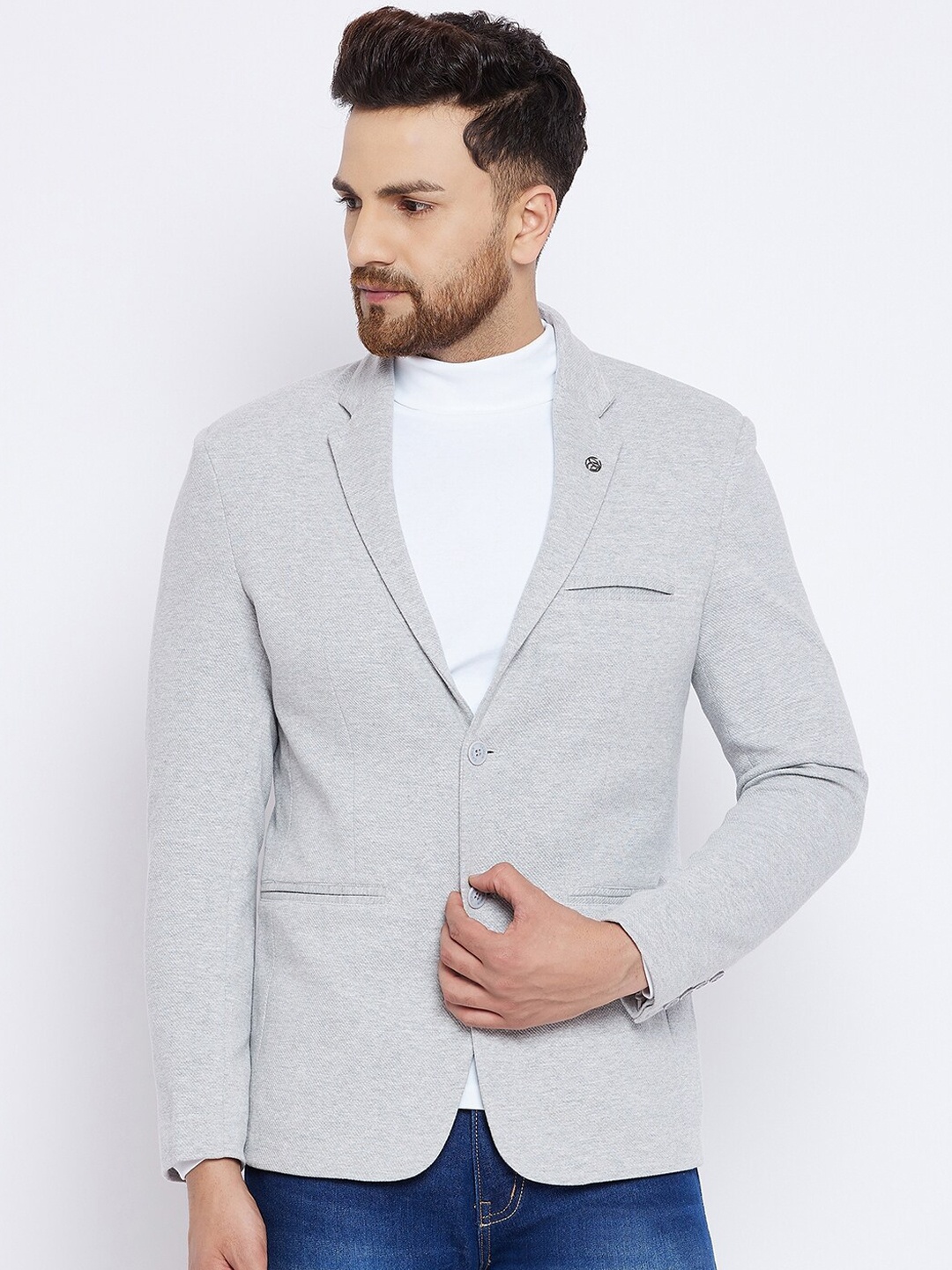 

CAMLA Women Grey Solid Single-Breasted Blazer