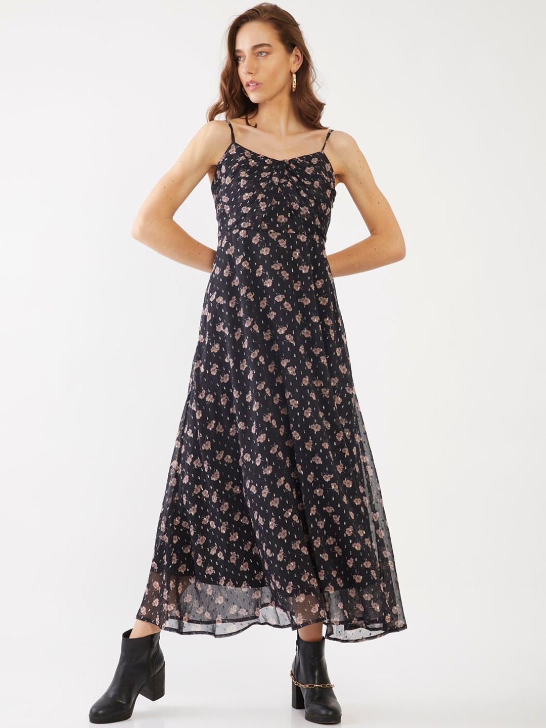 

Zink London Black Floral Maxi Dress