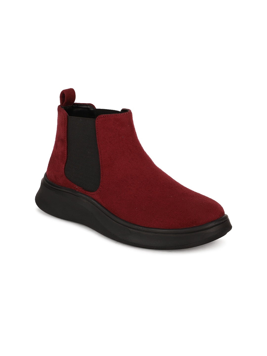 

Bruno Manetti Maroon & Black Suede High-Top Flatform Heeled Boots