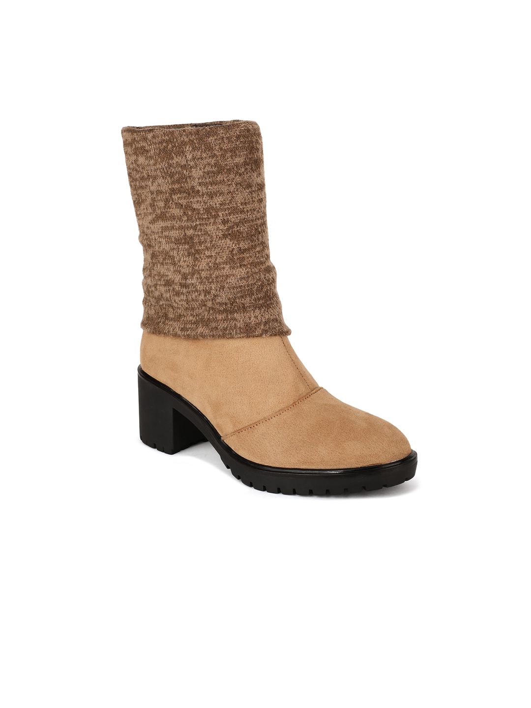 

Bruno Manetti Beige Suede Block Heeled Boots
