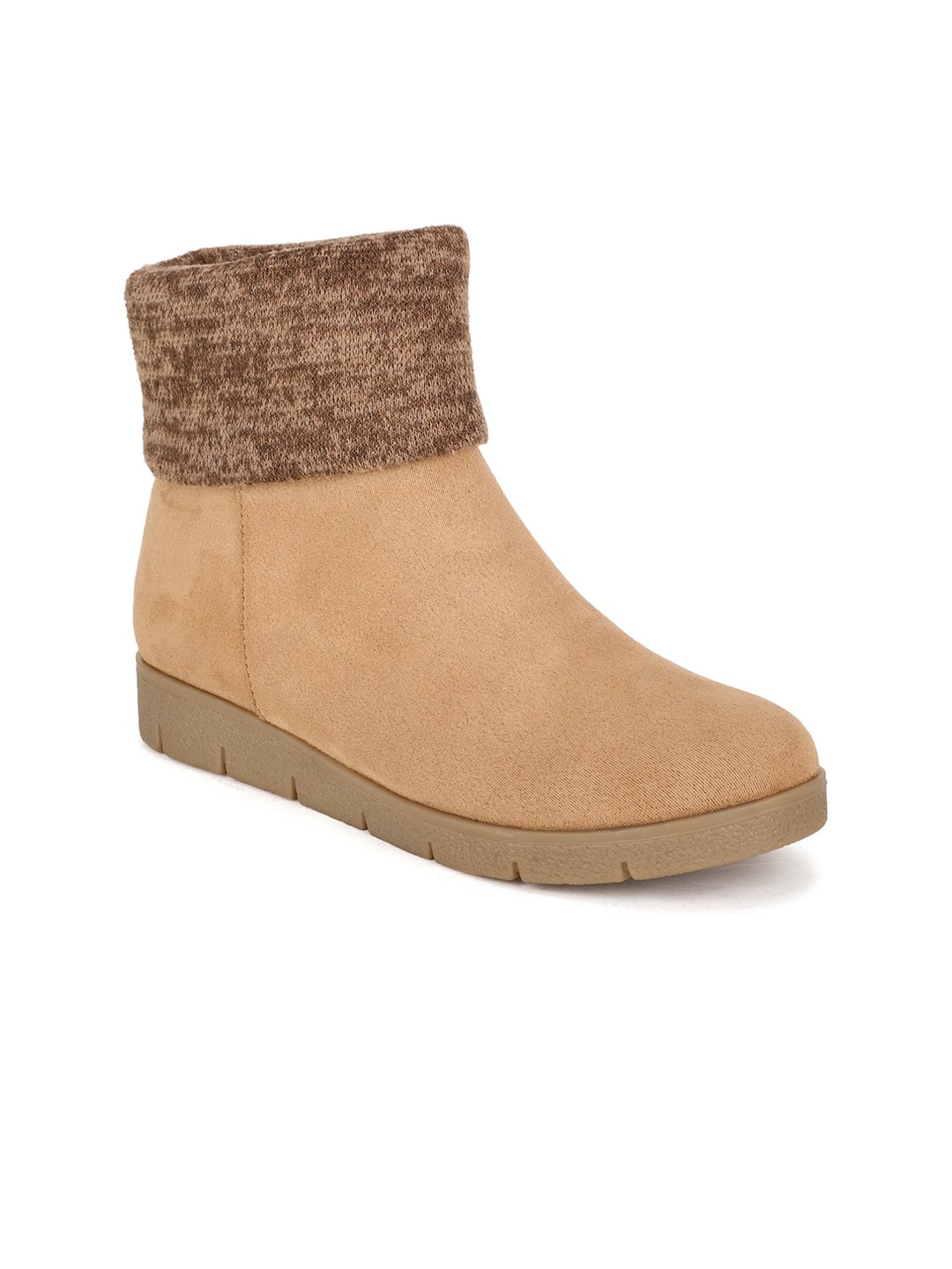 

Bruno Manetti Beige Suede Wedge High-Top Heeled Boots