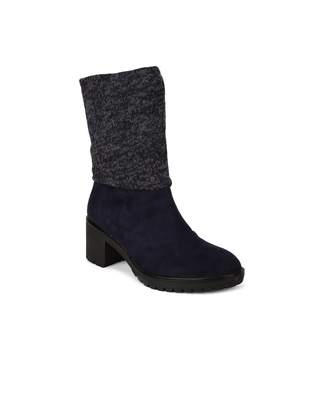 

Bruno Manetti Navy Blue Suede Block Heeled Boots