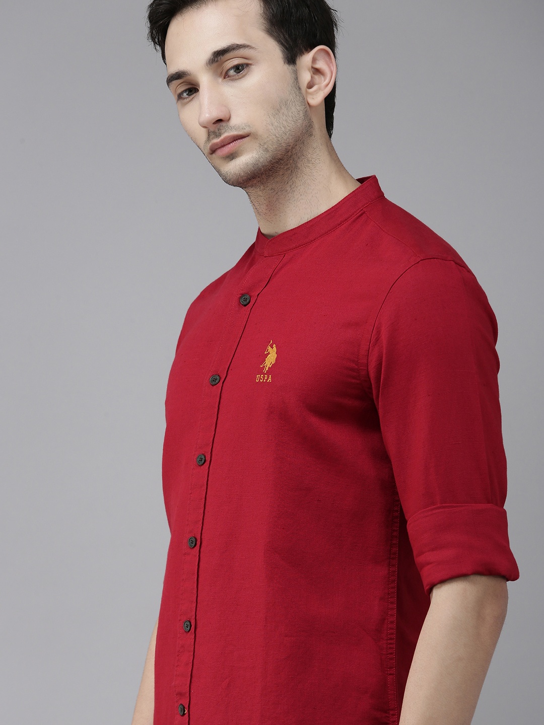 

U.S. Polo Assn. Men Red Tailored Fit Casual Shirt