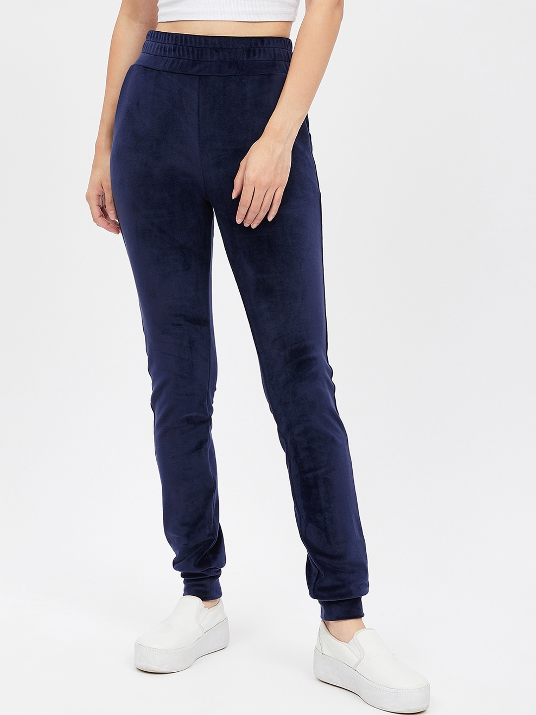 

Harpa Women Navy Blue Solid Straight-Fit Joggers