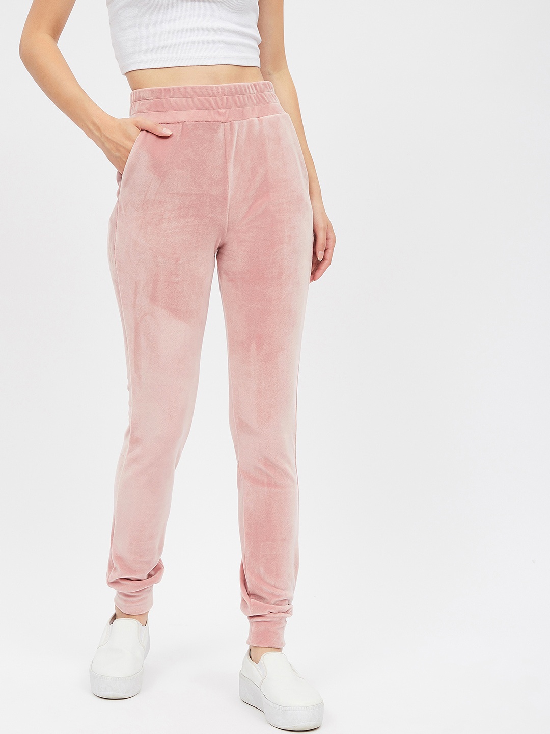 

Harpa Women Pink Solid Straight-Fit Joggers