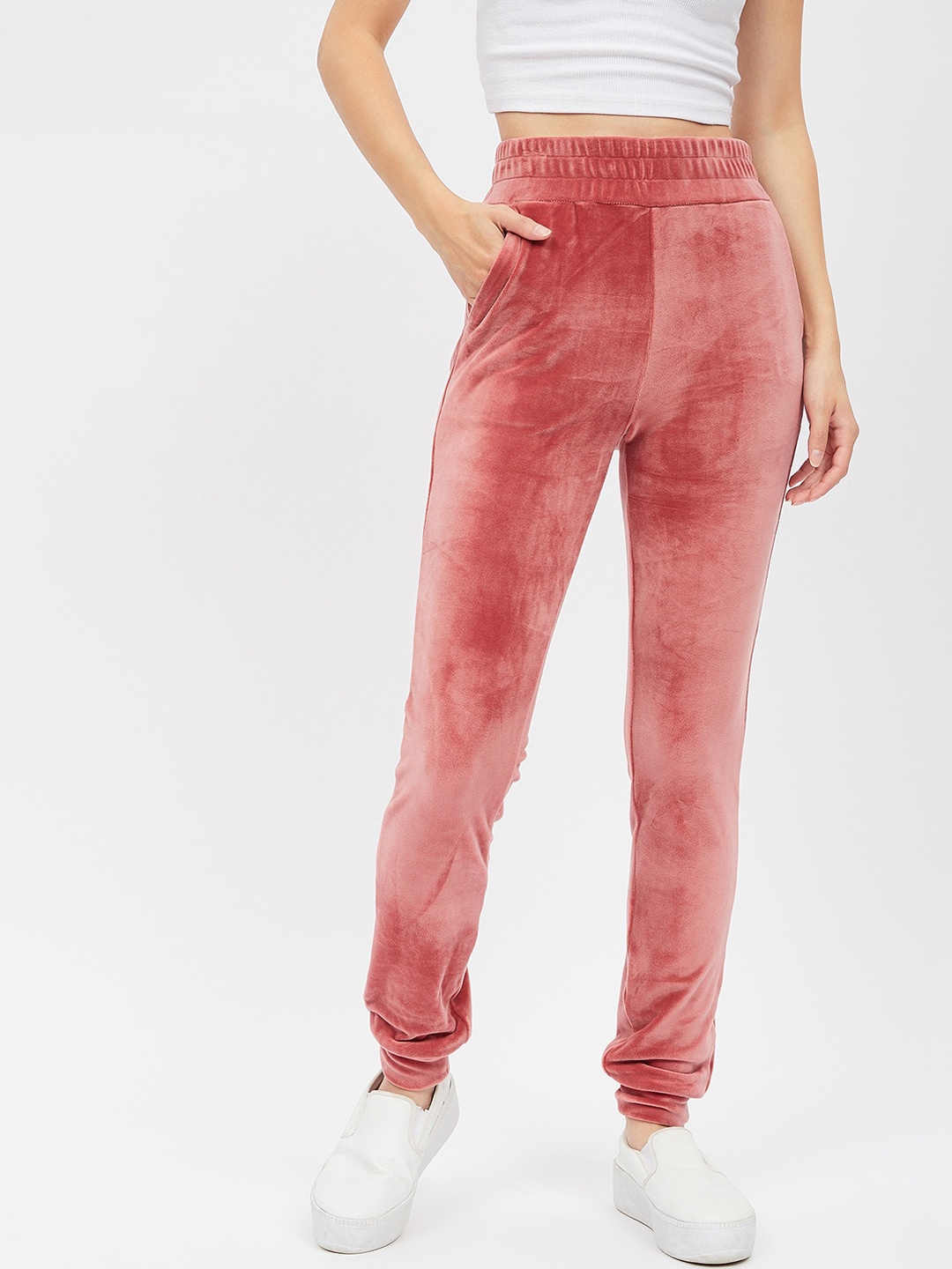 

Harpa Women Pink Solid Straight-Fit Joggers