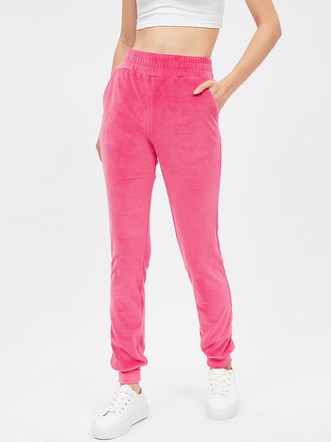 

Harpa Women Fuchsia Solid Straight Fit Joggers