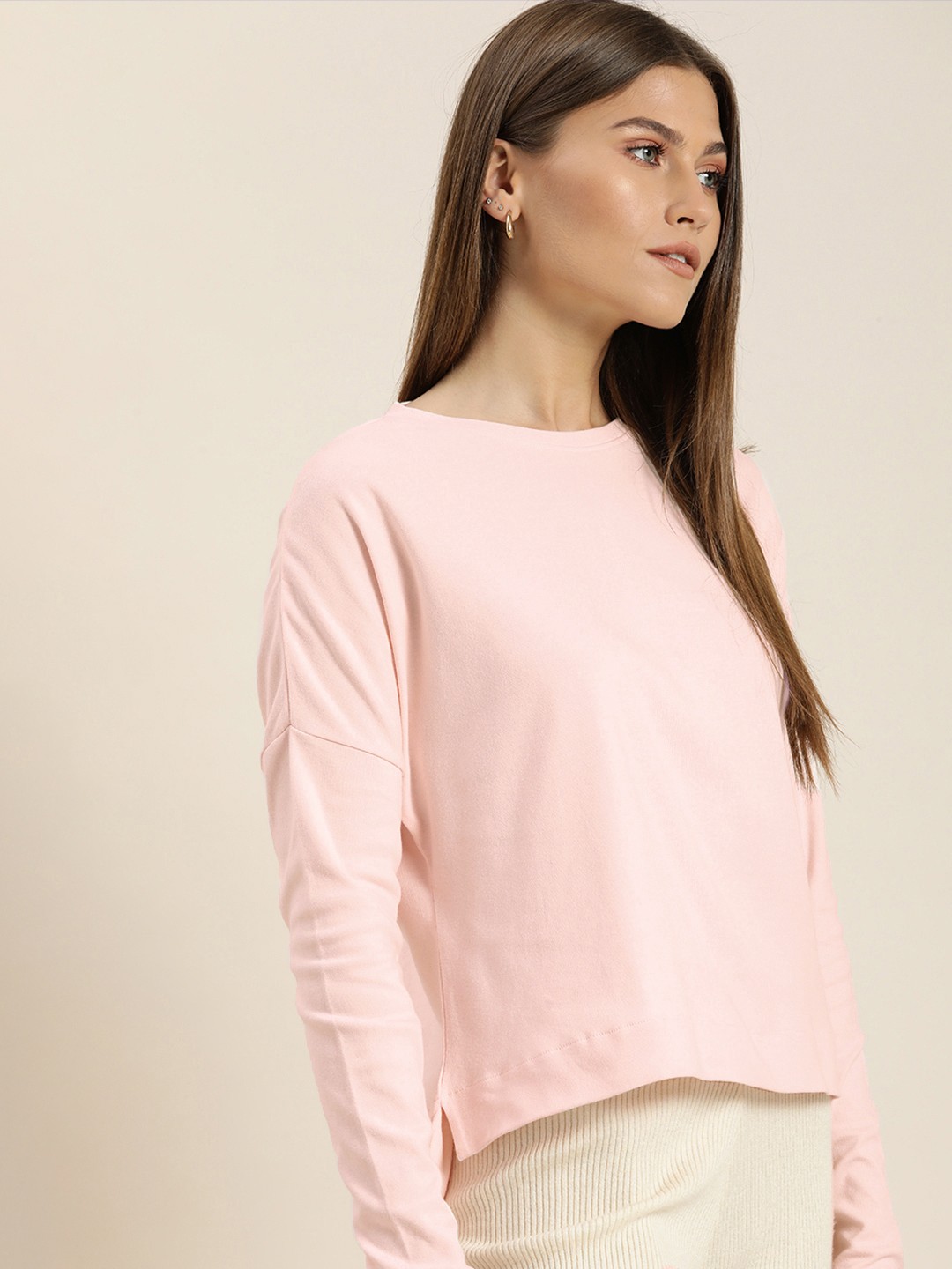 

ether Women Pink Solid Dynamic Grip Casual T-shirt