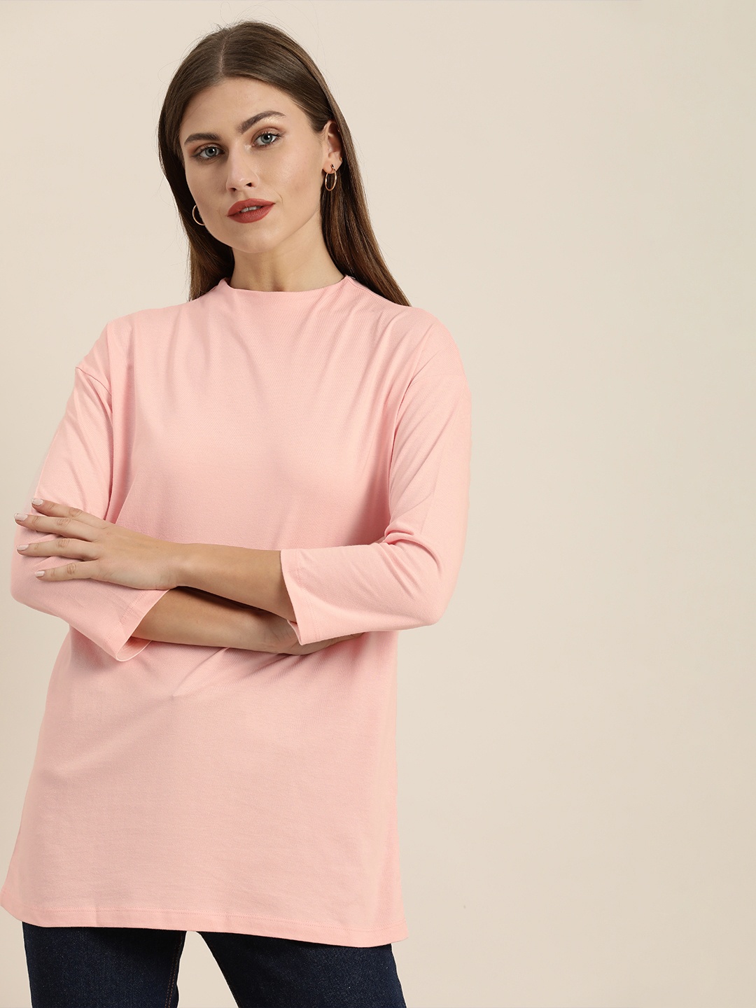 

ether Women Pink Solid T-shirt