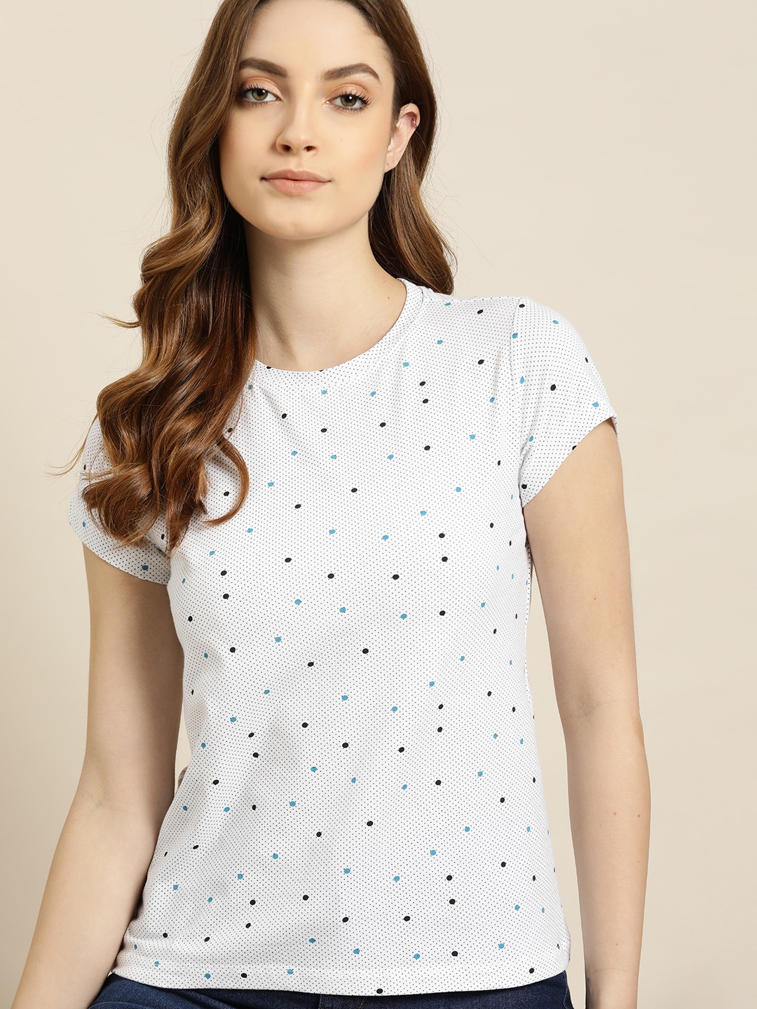 

ether Women White & Black Printed T-shirt