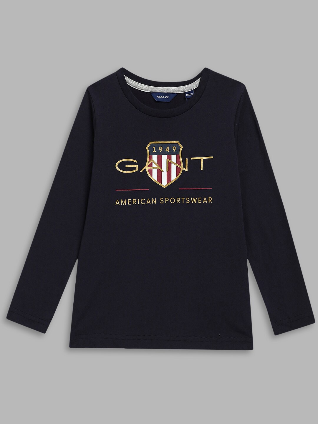 

GANT Unisex Kids Navy Blue Typography Checked Applique T-shirt