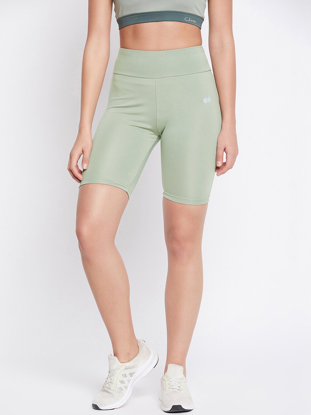 

Clovia Women Green Slim Fit High-Rise Training or Gym Sports Shorts