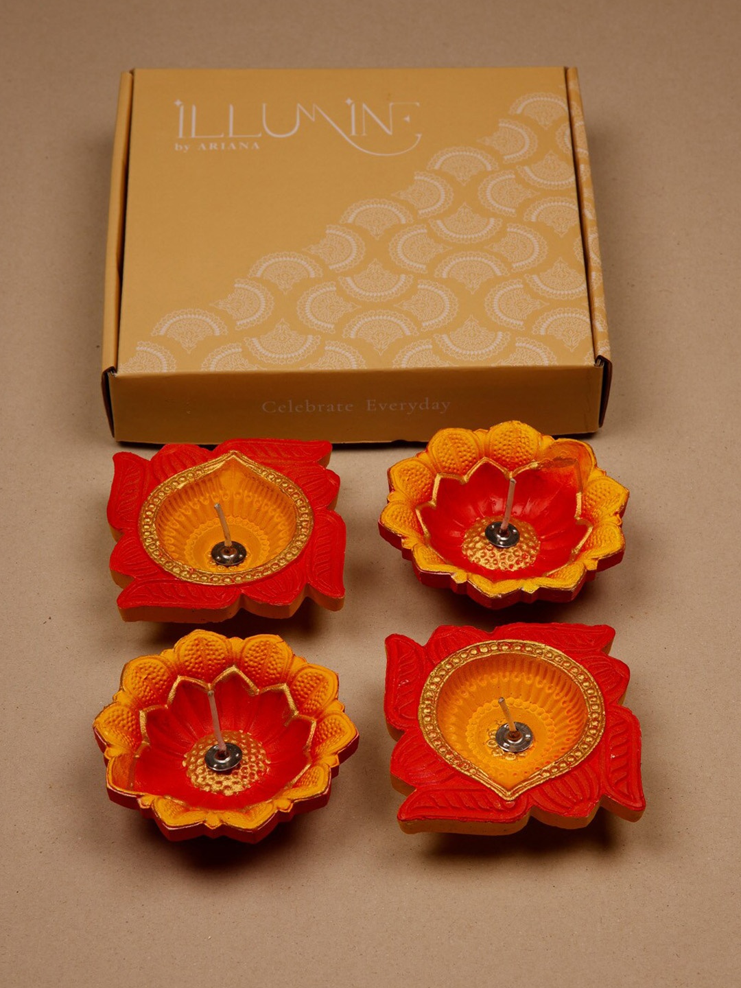

Ariana Set Of 4 Gel Scented Diya, Multi