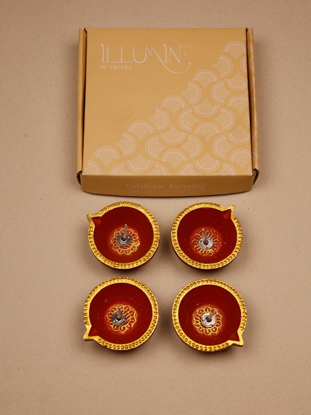 

Ariana Modern Gel Scented Diya,Handcrafted 4pc + 4 Tealights Free, Multi