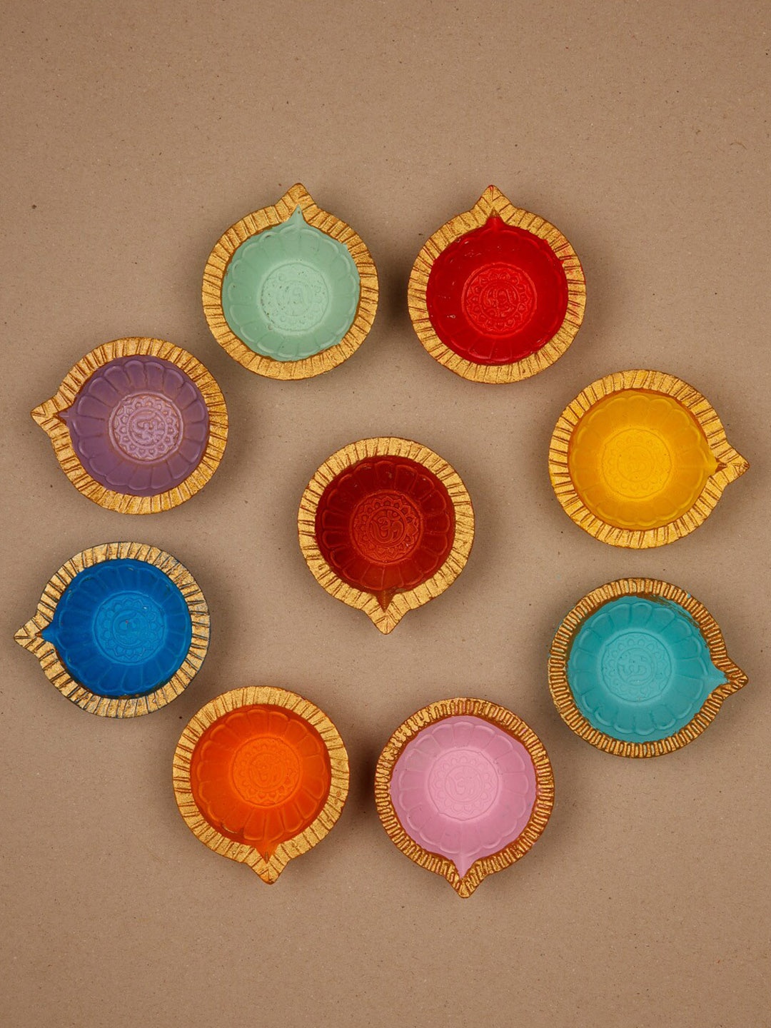 

Ariana Multicolored Pack of 9 Small Modern Handcrafted Diya, Multi