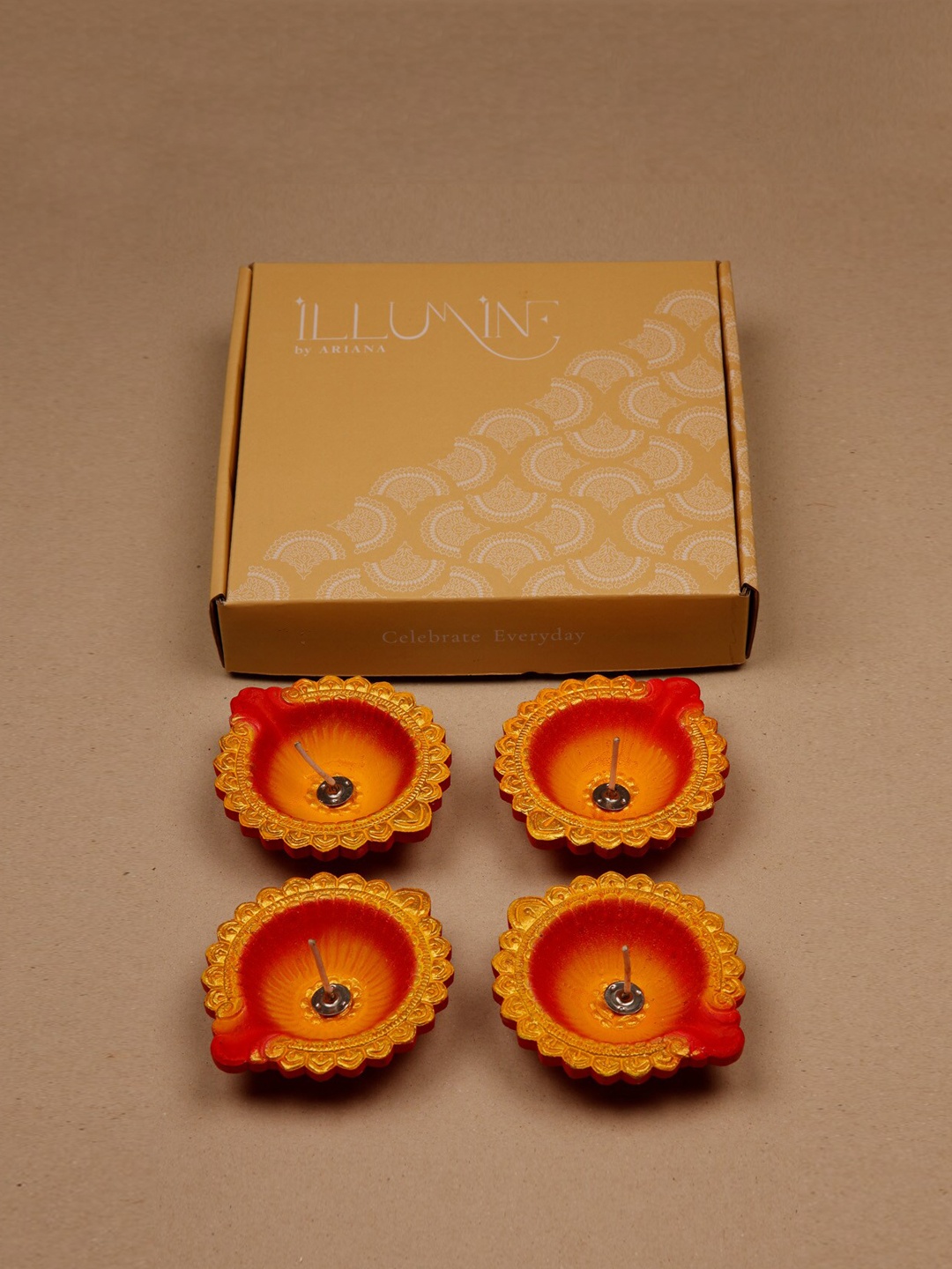 

Ariana ILLUMINE Set of 4 Modern Gel Scented Diyas with Tea Lights, Multi