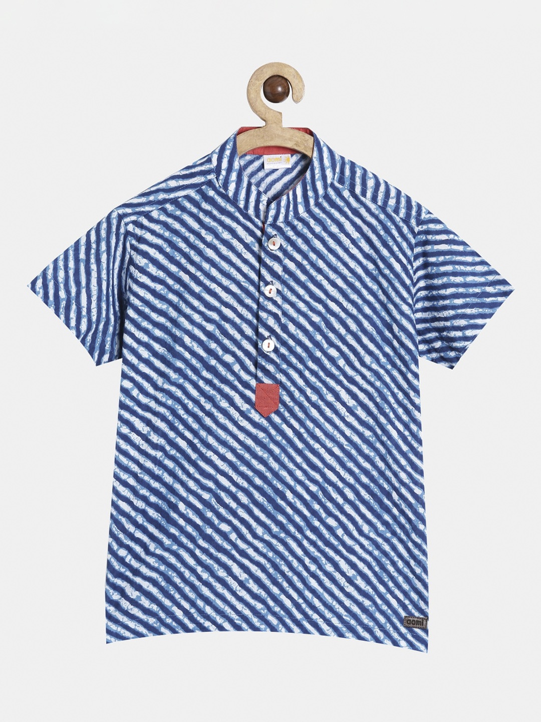 

Aomi Boys Blue Opaque Striped Party Shirt