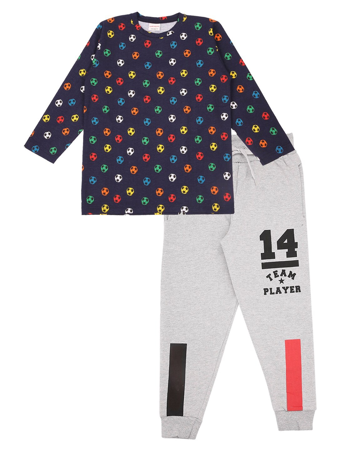 

RAINE AND JAINE Girls Navy Blue & Grey Printed T-shirt With Pyjamas