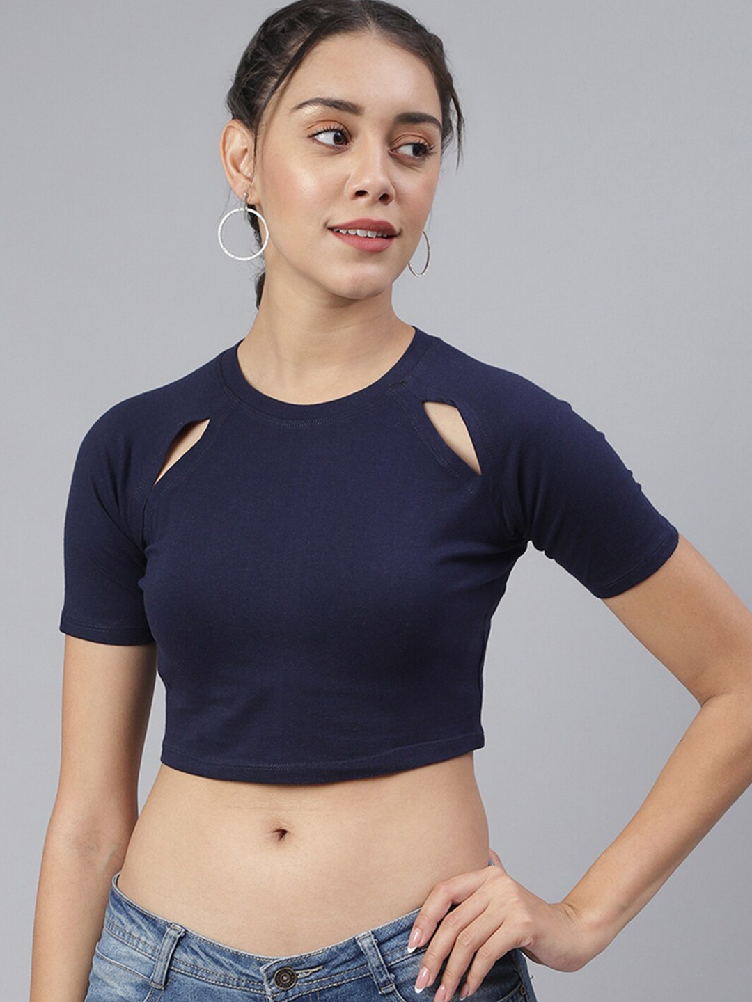 

SCORPIUS Navy Blue Regular Crop Top