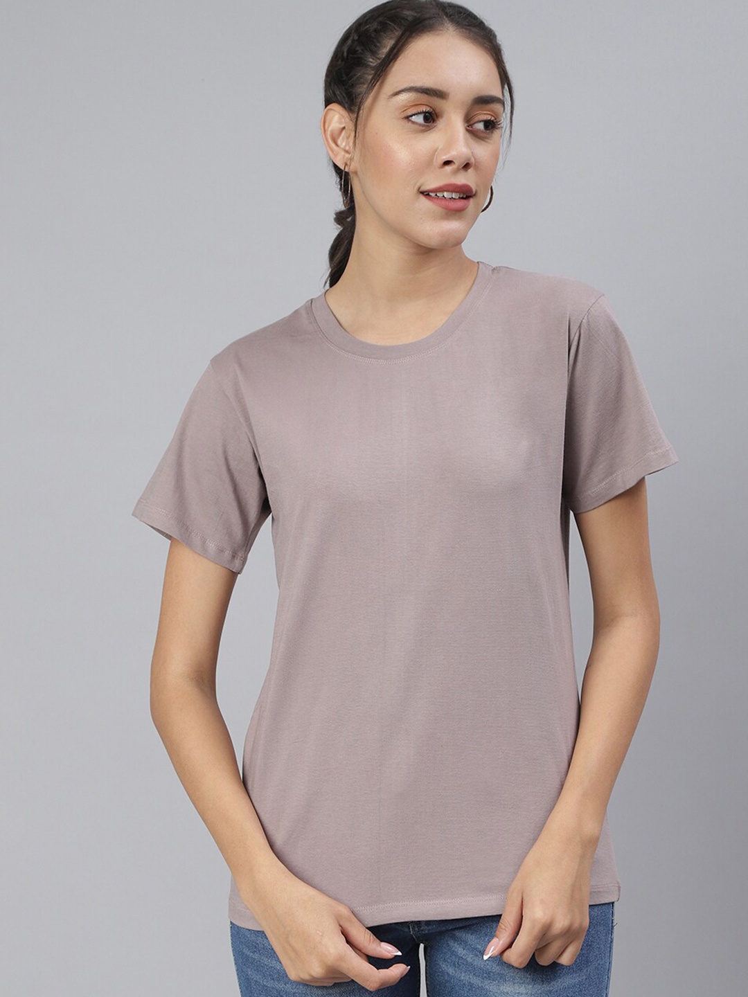

SCORPIUS Women Beige Loose T-shirt