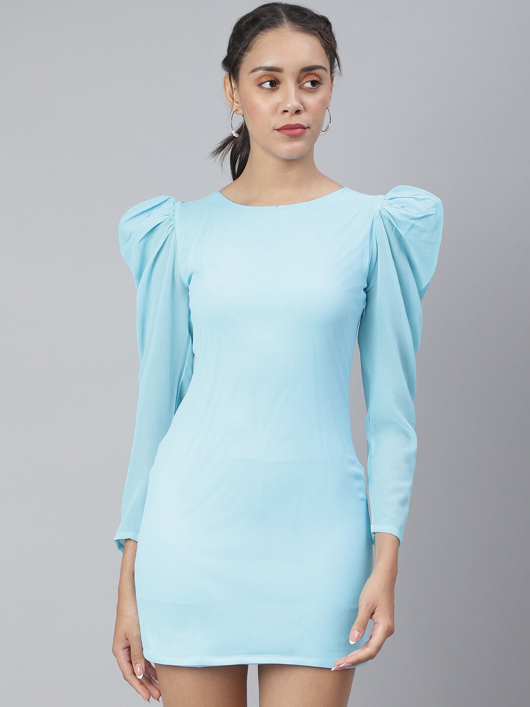 

SCORPIUS Women Blue Georgette Bodycon Mini Dress
