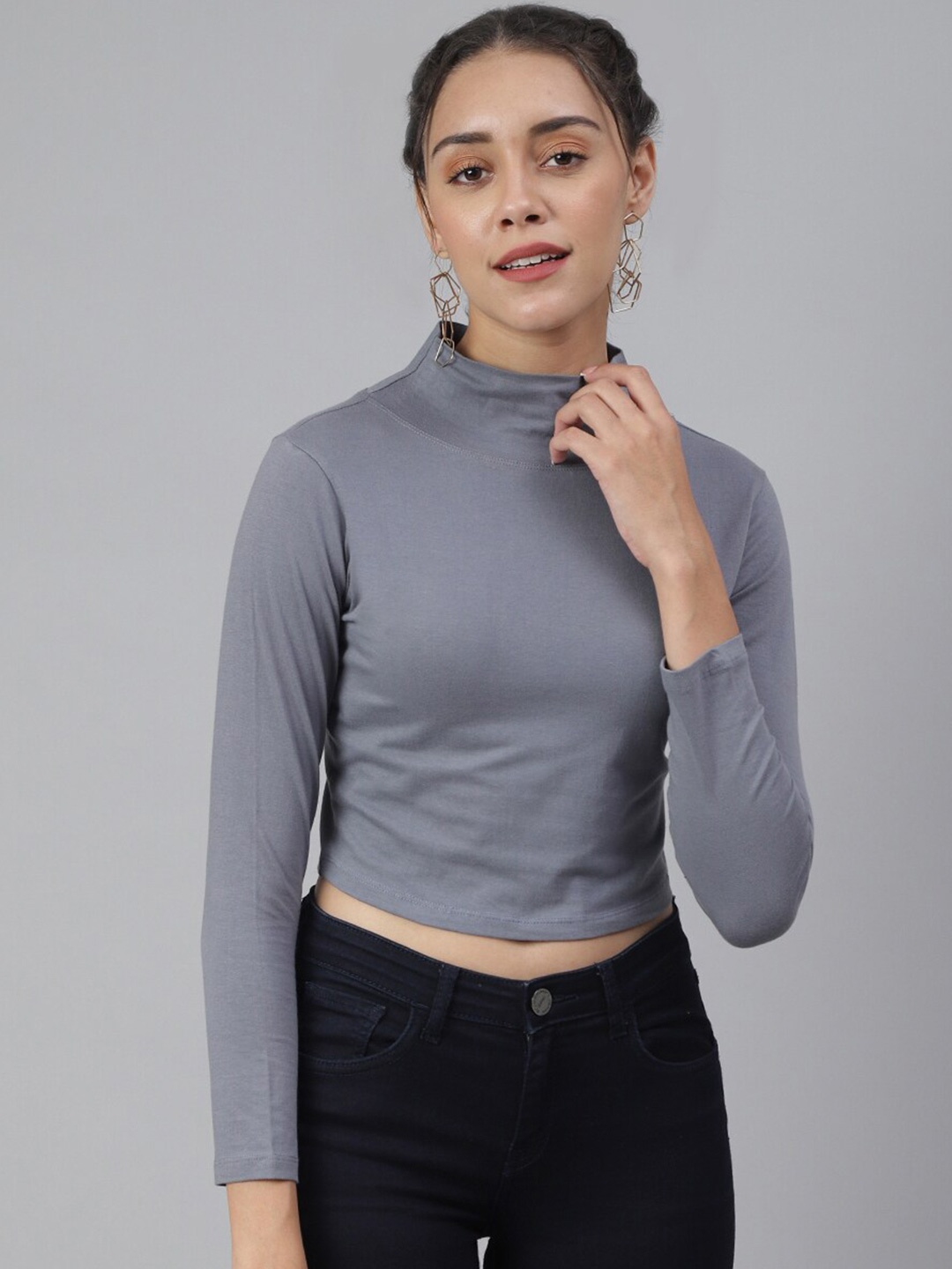 

SCORPIUS Grey Regular Crop Top