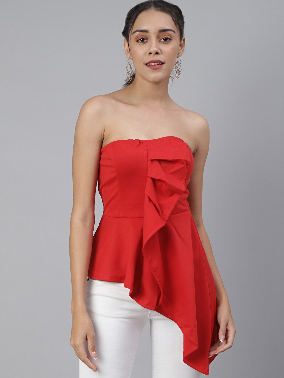 

SCORPIUS Red Ruffles Fitted Top