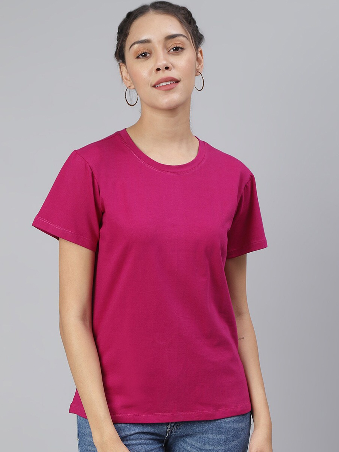 

SCORPIUS Women Burgundy Loose T-shirt